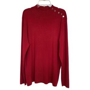 Chico’s Red Mock Neck Pullover Sweater Size 3 XL Stretch Classic Valentine's Day